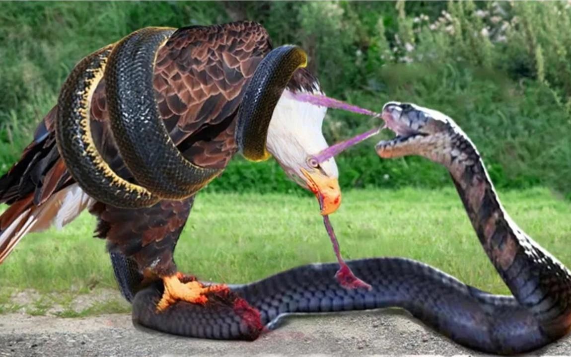 战斗是不可想象的!鹰被蛇缠住了,这是它处理它的巧妙方式