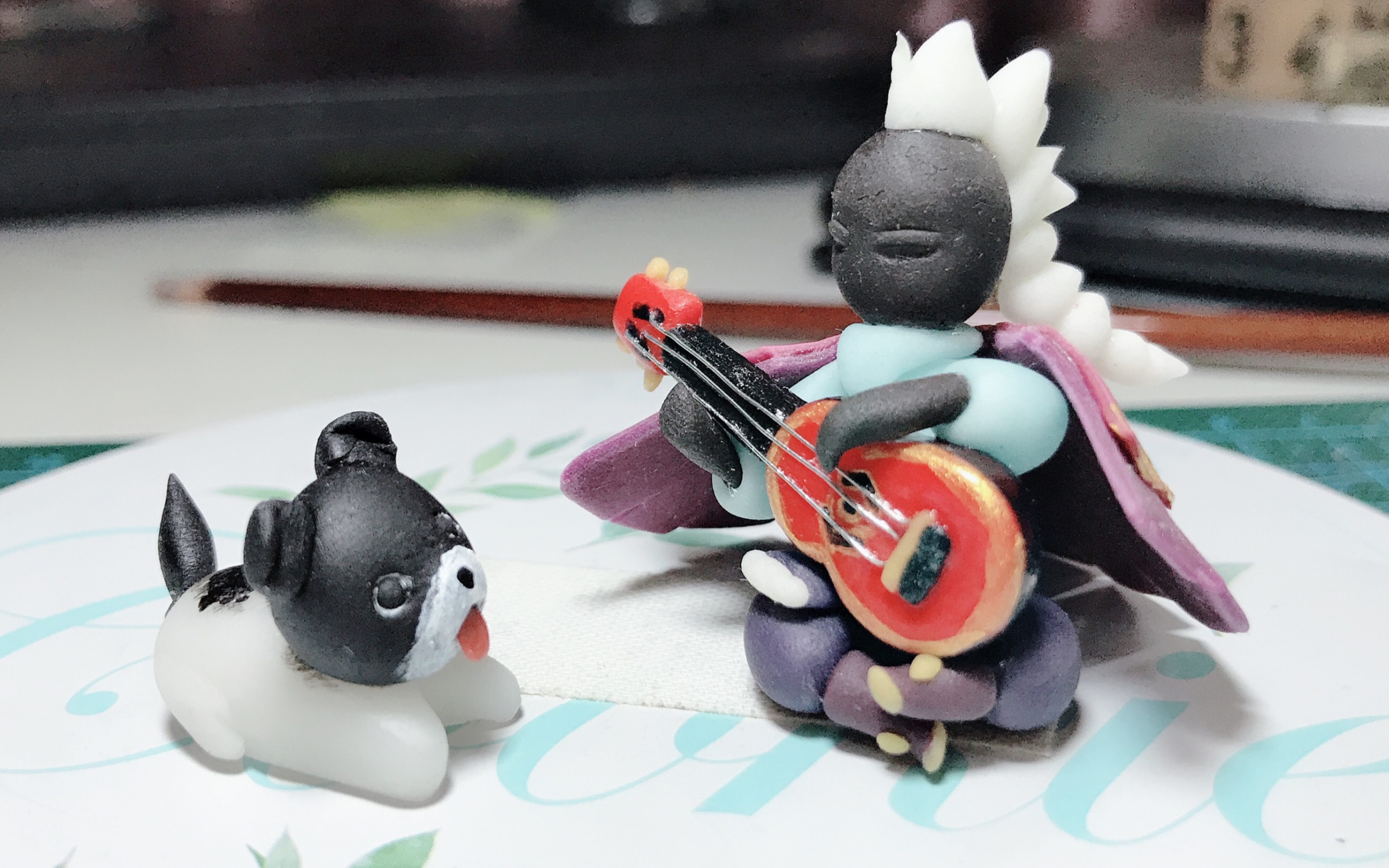 【光遇粘土人教程】弹吉他的龙骨和聆听的狗狗/树脂粘土教程