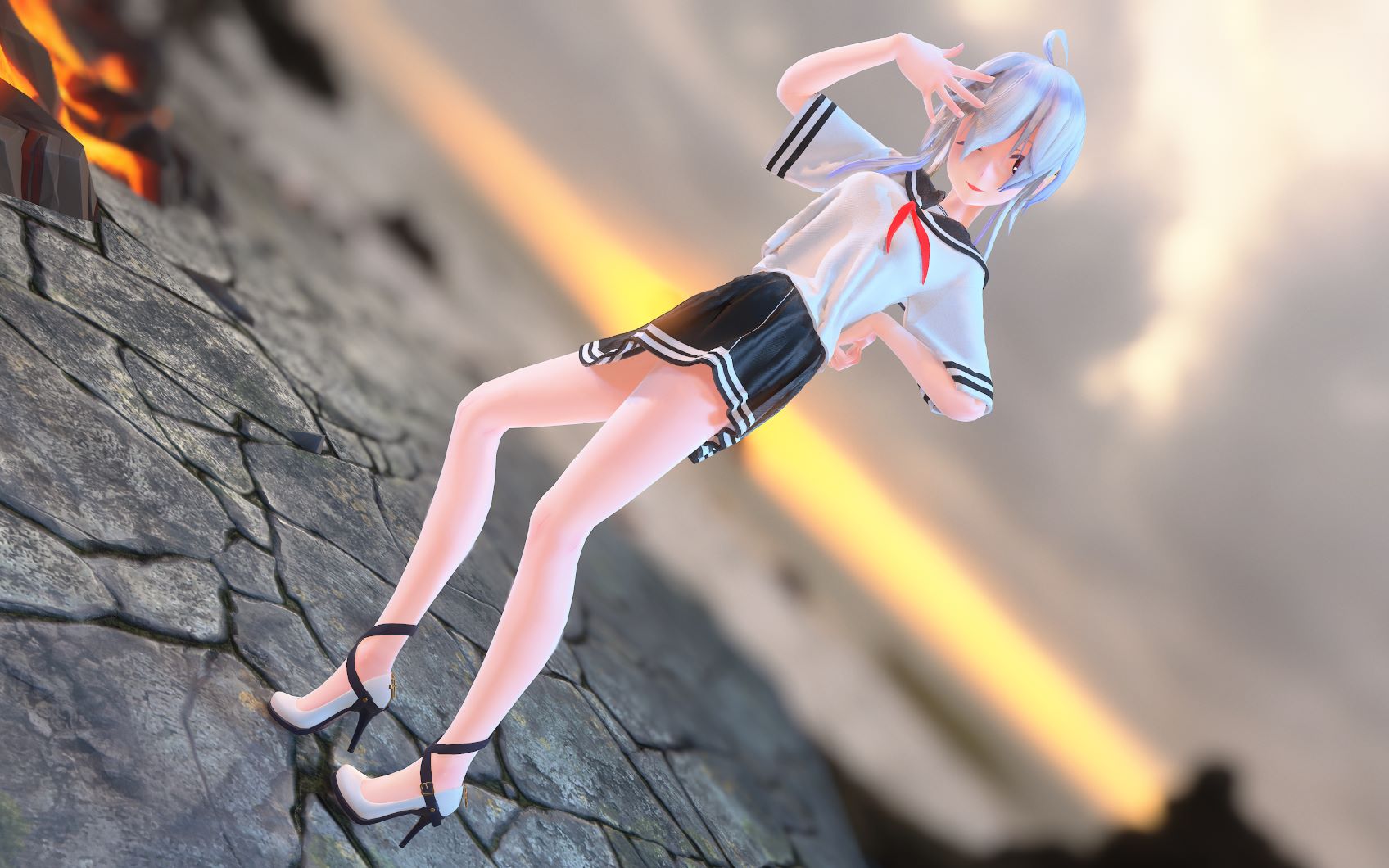 【布料解算/弱音mmd/固定镜头】想不出标题也要赞美一下弱音呀!