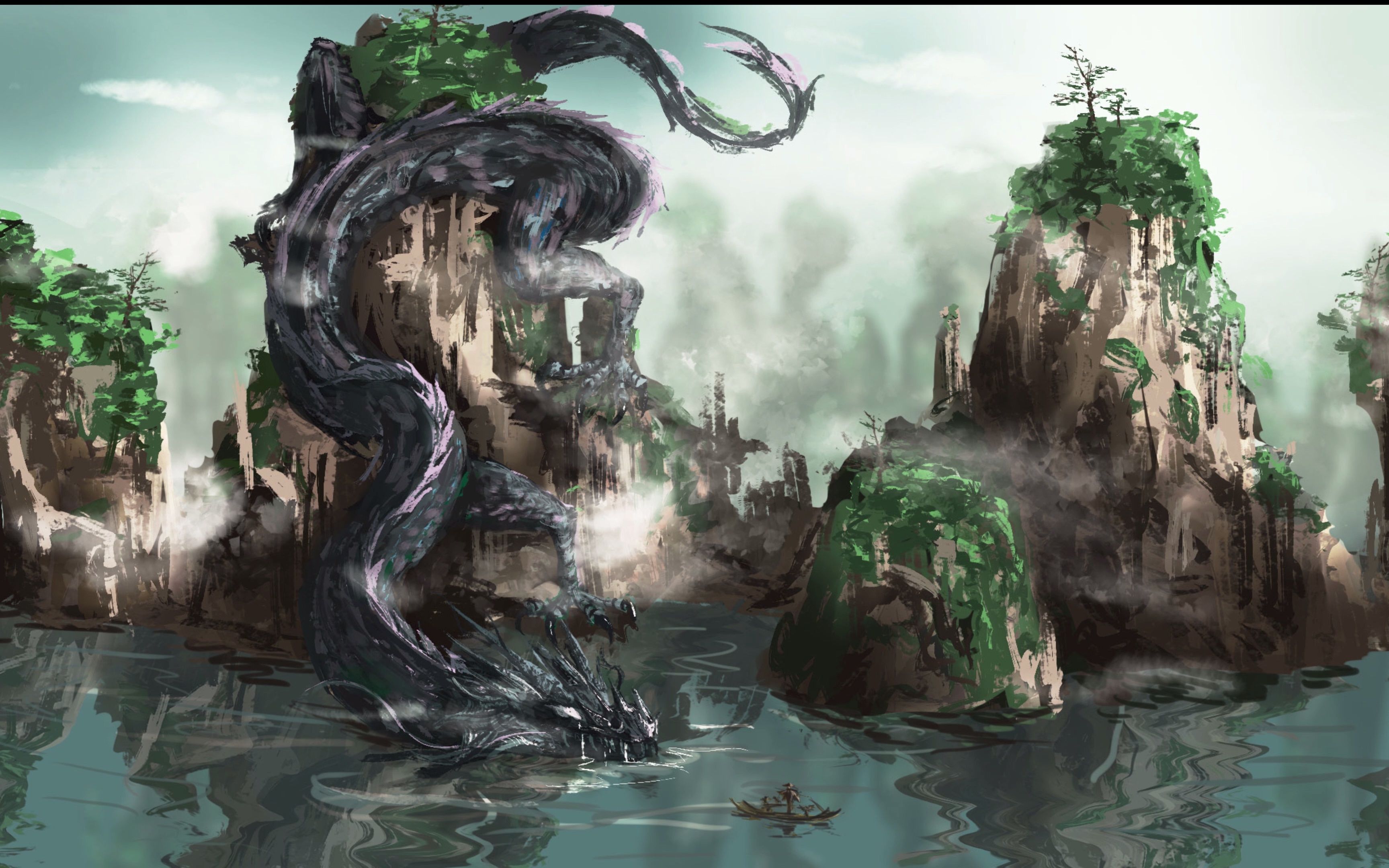 【ps厚涂场景】潜蛟