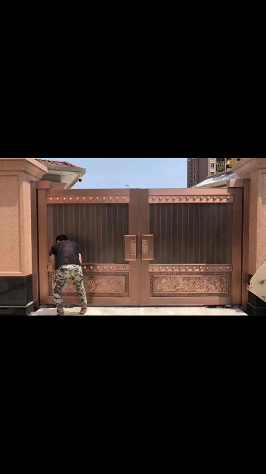 农村自建别墅中式大门院墙铜门定制,就找上海如雅铜门厂,真材实