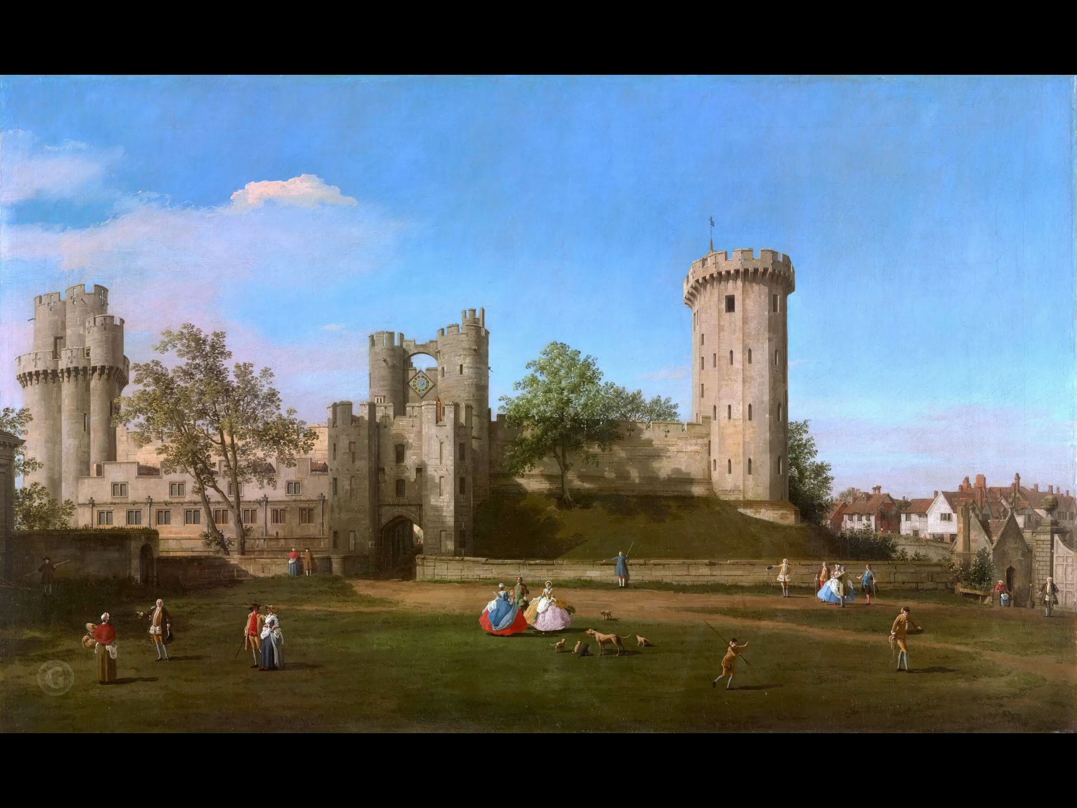 卡纳莱托《沃里克城堡,外院东面》