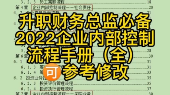 [图]2022企业内部控制流程手册，可参考修改，升职加薪必备