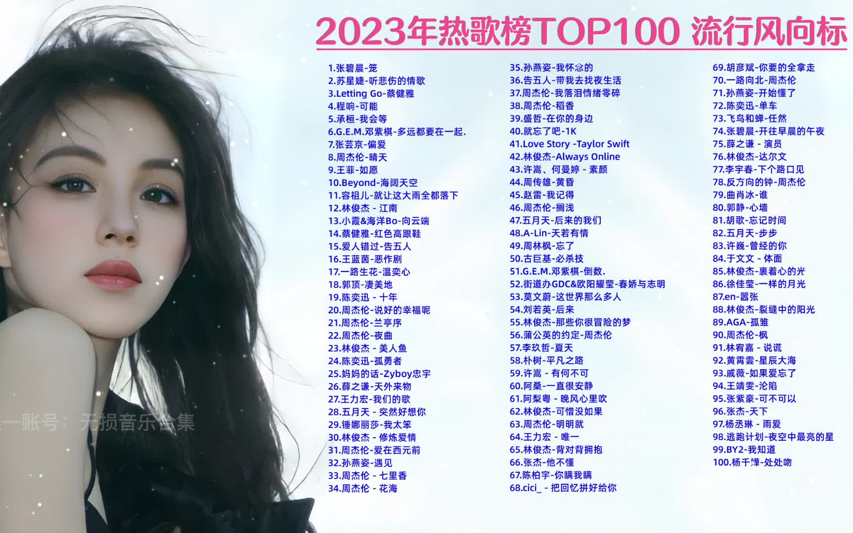 [图]2023年热歌榜TOP100 流行风向标 让你听醉的100首流行歌曲