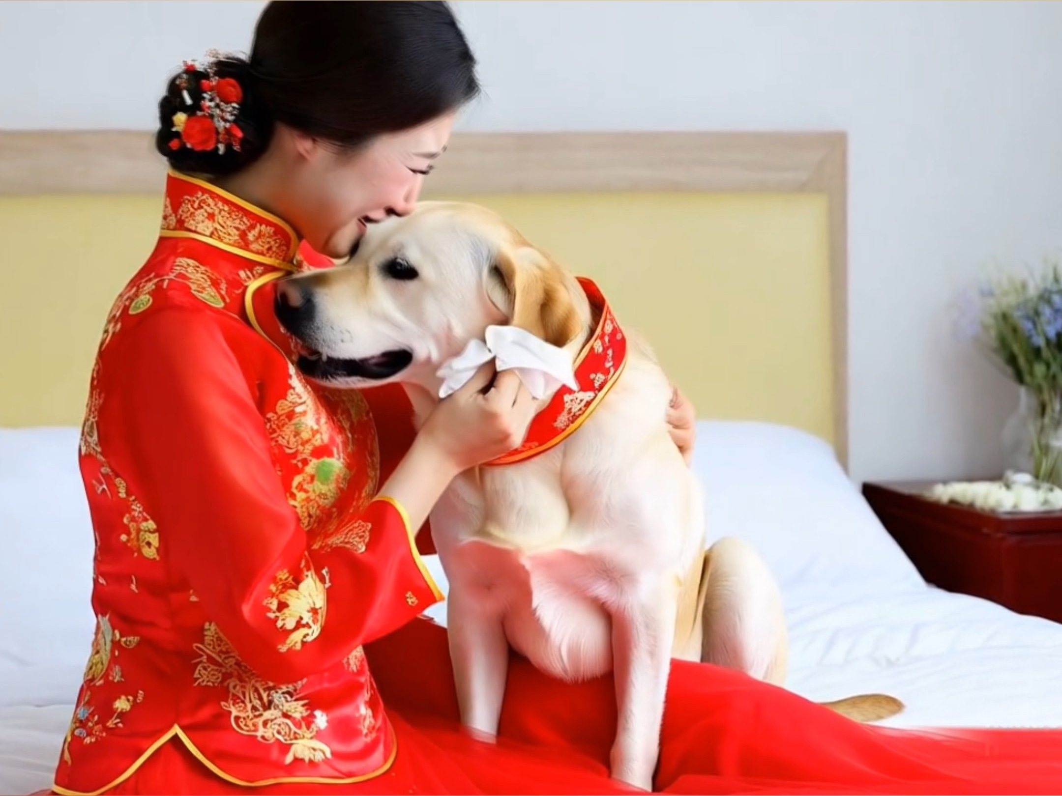 新娘出嫁狗狗不舍