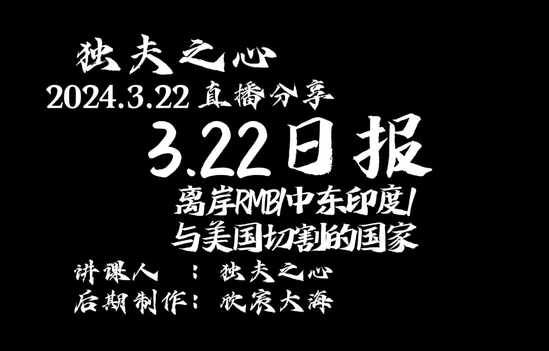 2024.3.22日报(离岸RMB、中东印度、与美国切割的国家)哔哩哔哩bilibili