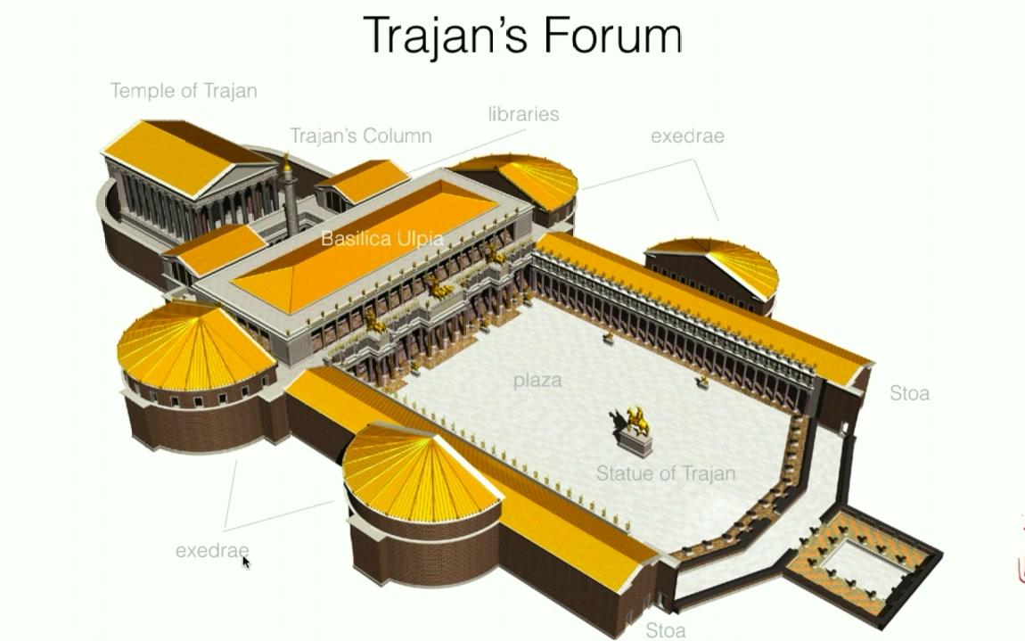 [图]up讲【AP艺术史045】图拉真大帝记功柱+广场~ 古罗马论坛广场 forum of trajan2