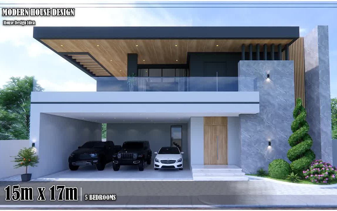 [图]【住宅设计】2层 | 15m x 17m | 5间卧室 | Tiny House Design 2022.7.10