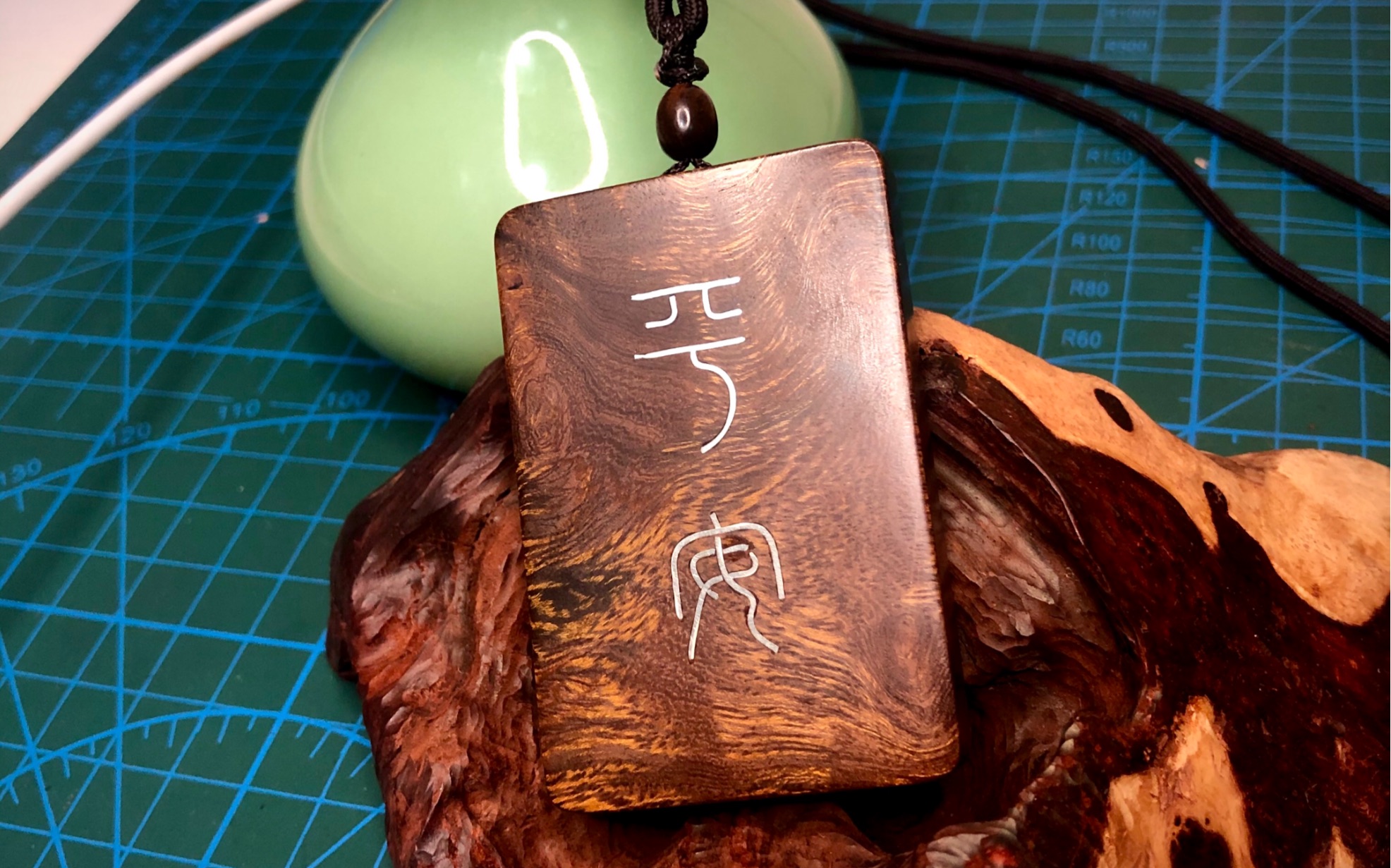 【沙漠铁木嵌银丝】私人订制沙铁无事牌!嵌银丝!