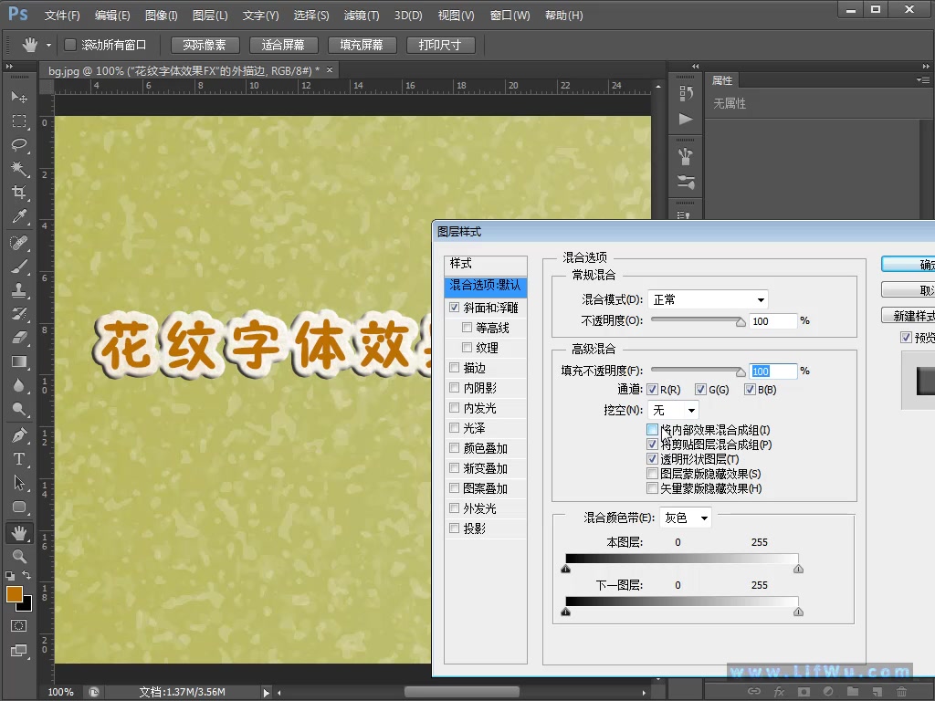 Photoshop制作个性花纹文字凸凹哔哩哔哩bilibili