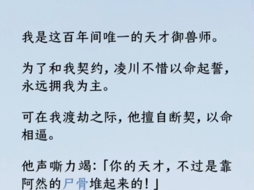 我是这百年间唯一的天才御兽师. 为了和我契约,凌川不惜以命起誓,永远拥我为主. 可在我渡劫之际,他擅自断契,以命相逼.哔哩哔哩bilibili