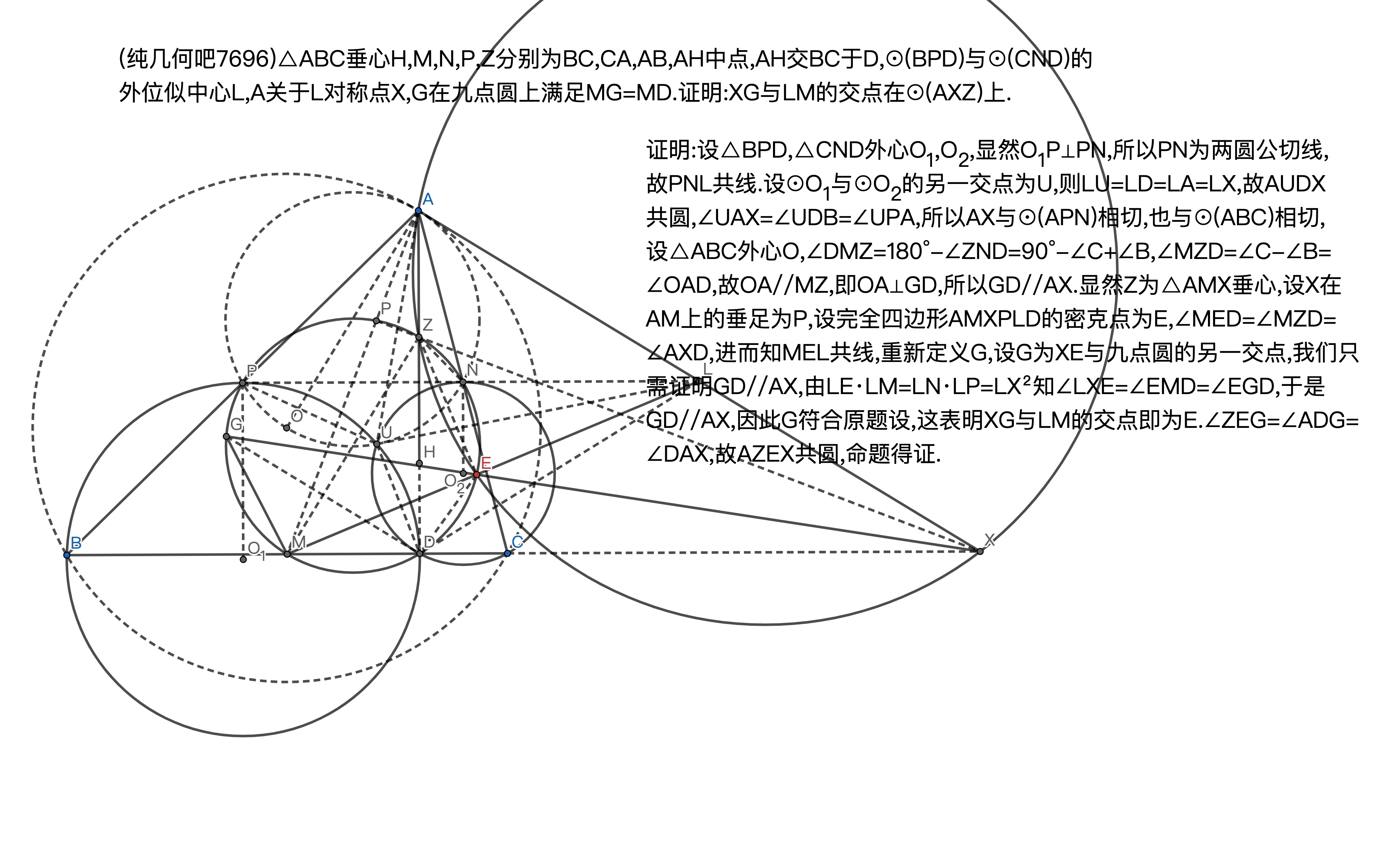 【平面几何 纯几何吧7696】同一法证明一道共圆问题 密克点 同一法哔哩哔哩bilibili