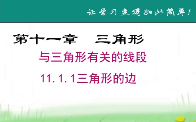 人教版初中数学八年级上册第十一章与三角形有关的线段 三角形的边哔哩哔哩bilibili