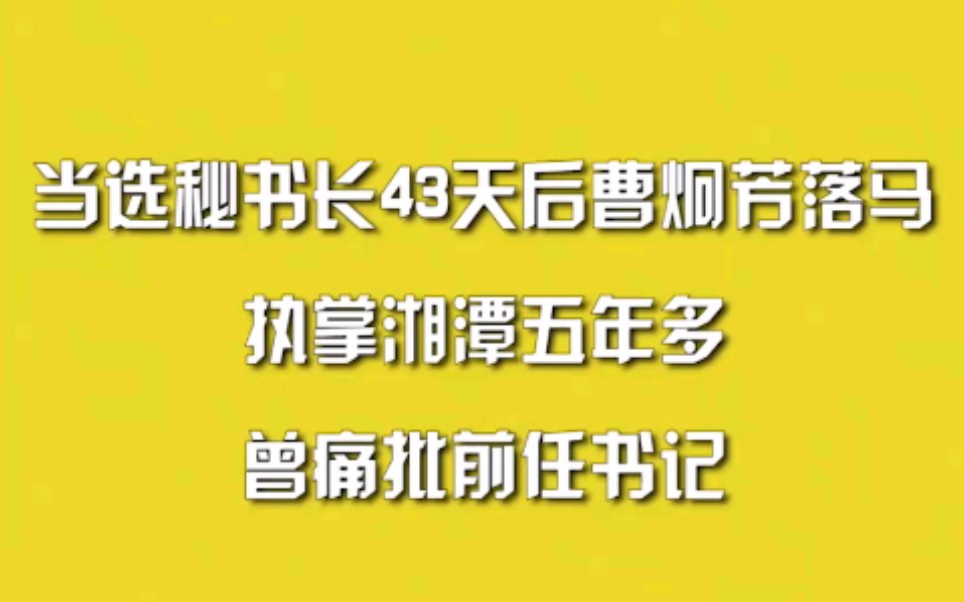 当选秘书长43天后曹炯芳落马,执掌湘潭五年多,曾痛批前任书记哔哩哔哩bilibili