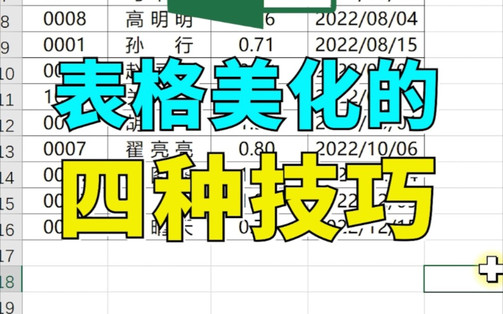 【Excel】表格美化四种技巧 080哔哩哔哩bilibili