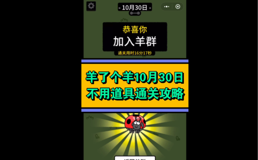 羊了个羊10月30日不用道具通关攻略,全程无删减详细讲解手机游戏热门视频