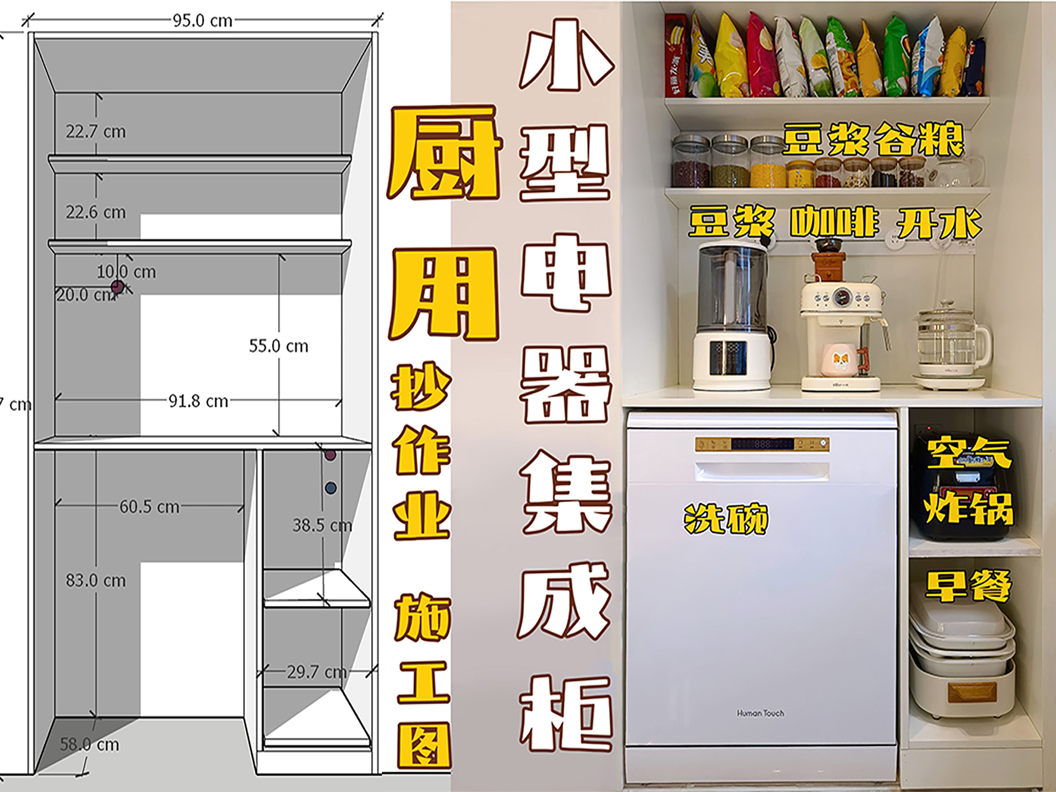 厨房电器集成柜 操作台 尺寸施工图来了哔哩哔哩bilibili