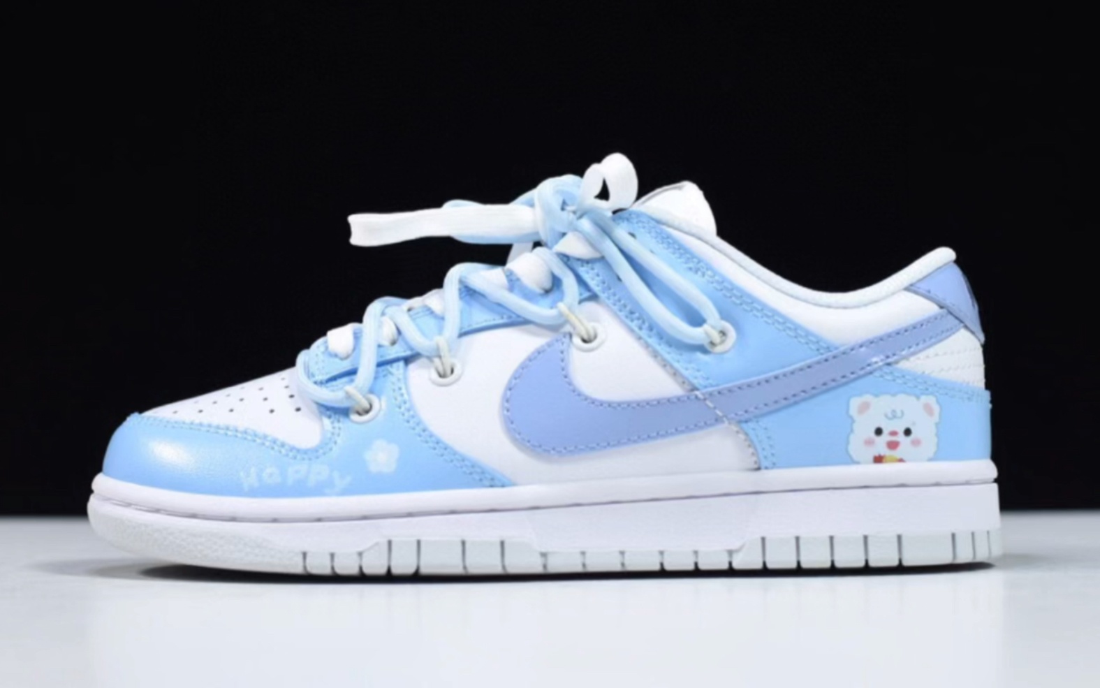 耐克 nike sb dunk low 解构抽绳鞋带 快乐小熊白蓝少女板鞋dh9765