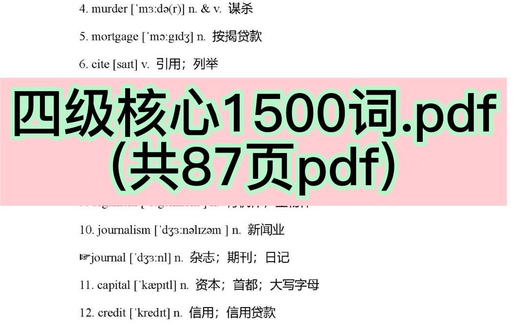 [图]四级核心1500词.pdf(共87页pdf)