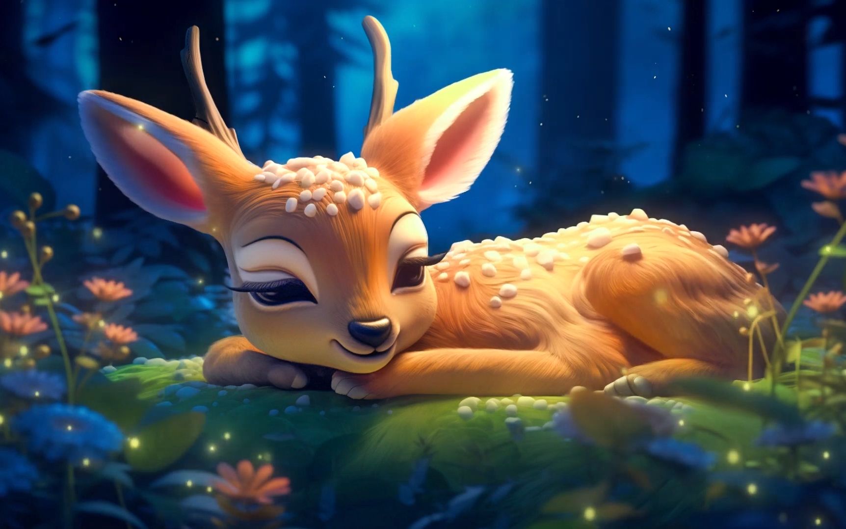 林间梦境:小鹿的夜曲和宁静🌙🦌