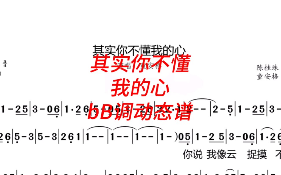 [图]童安格《其实你不懂我的心》bB调动态伴奏谱