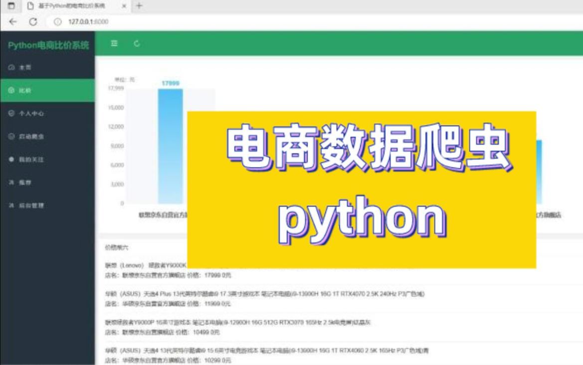 电商数据爬虫 Python 比价 JD 商品爬虫 Django框架 数据分析 计算机毕业设计哔哩哔哩bilibili