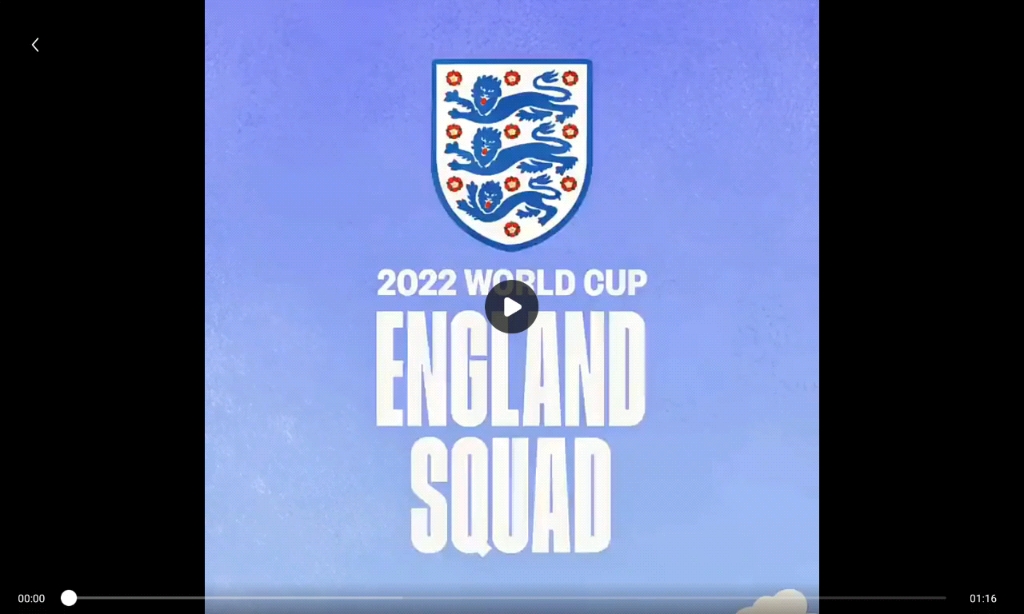 英格兰代表队公布出征2022年卡塔尔世界杯26人大名单官方视频