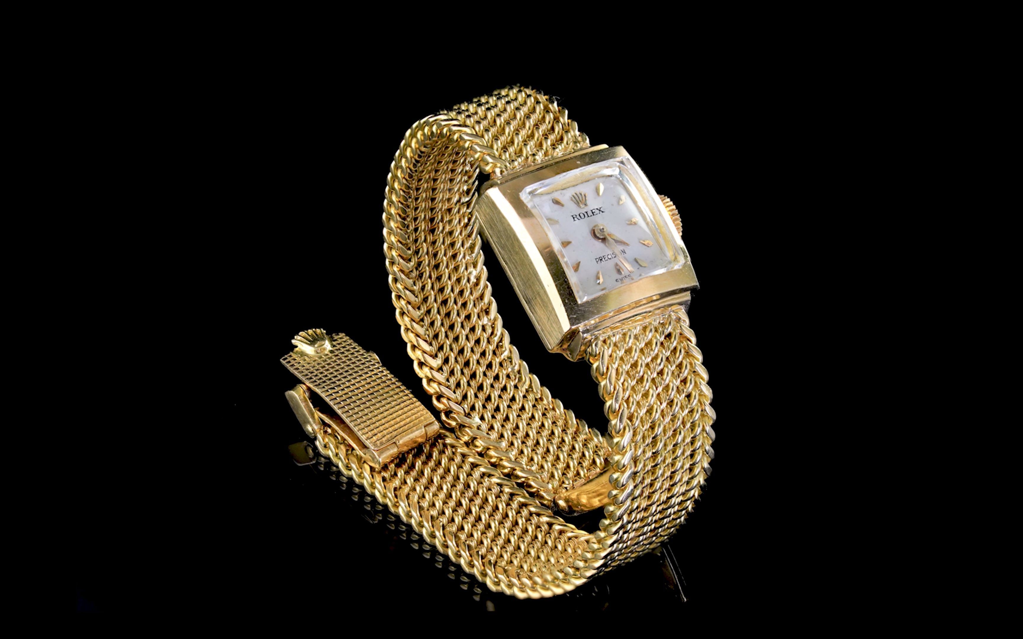 馆藏精品196070年代18k金劳力士编织表链机械腕表