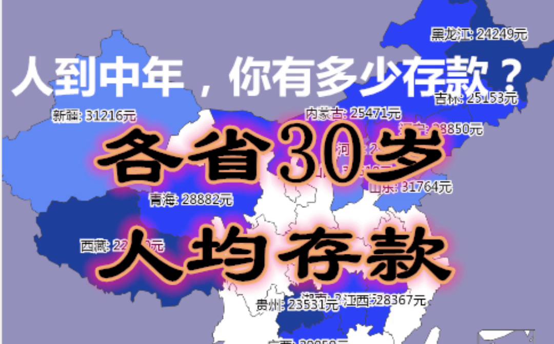 人到中年,你有多少存款?各省30岁人均存款【数据可视化】哔哩哔哩bilibili