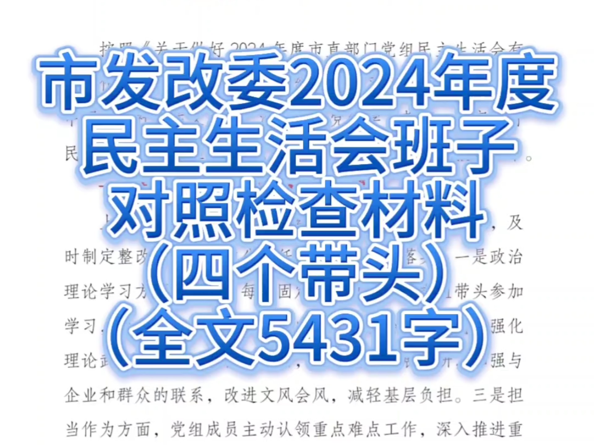 市发改委2024年度民主生活会班子对照检查材料(四个带头)哔哩哔哩bilibili