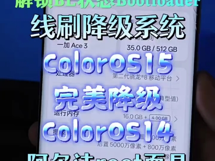 秒解BL锁,并且从ColorOS15降级为ColorOS14系统好吧,我看他这个架势,预感又一位大牛准备诞生了 #一加手机 #root #解锁bl #降级系统