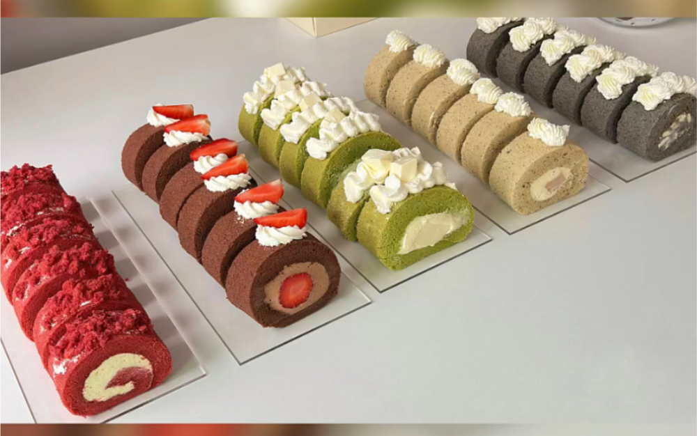 沉浸式装饰5条胖卷07,一桌五色蛋糕卷96