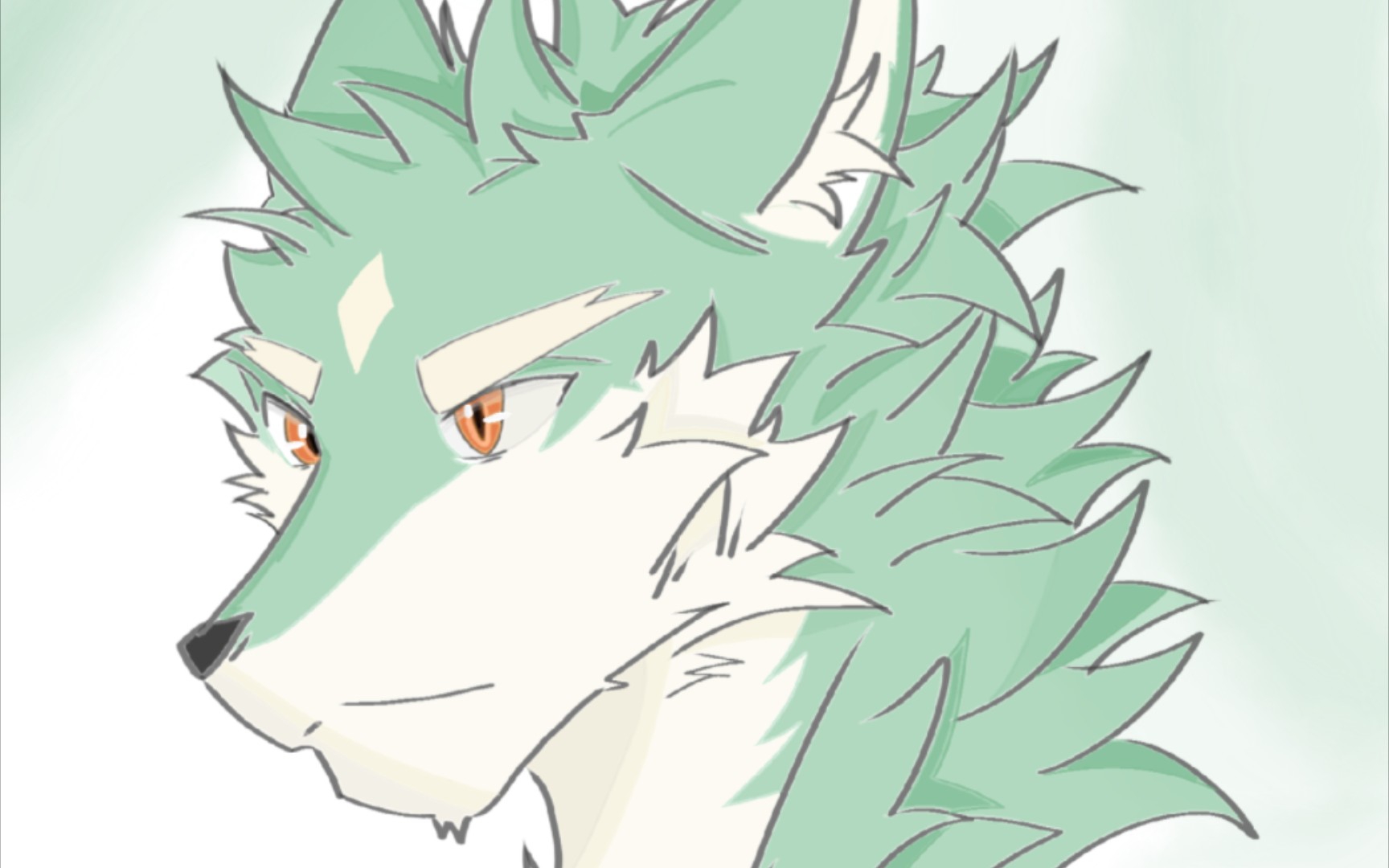 【兽人/绘画过程/稿子】绿毛狼狼