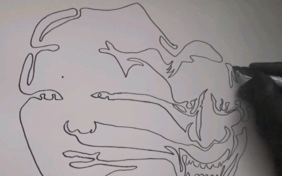 一笔抽象画:人为神魔共用一体,一念天堂,一念地狱!