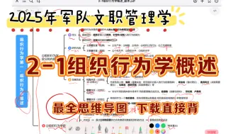 Download Video: 【2025军队文职管理学】2-1组织行为学概述思维导图｜｜管理学必备导图  搭建知识框架  上手直接背