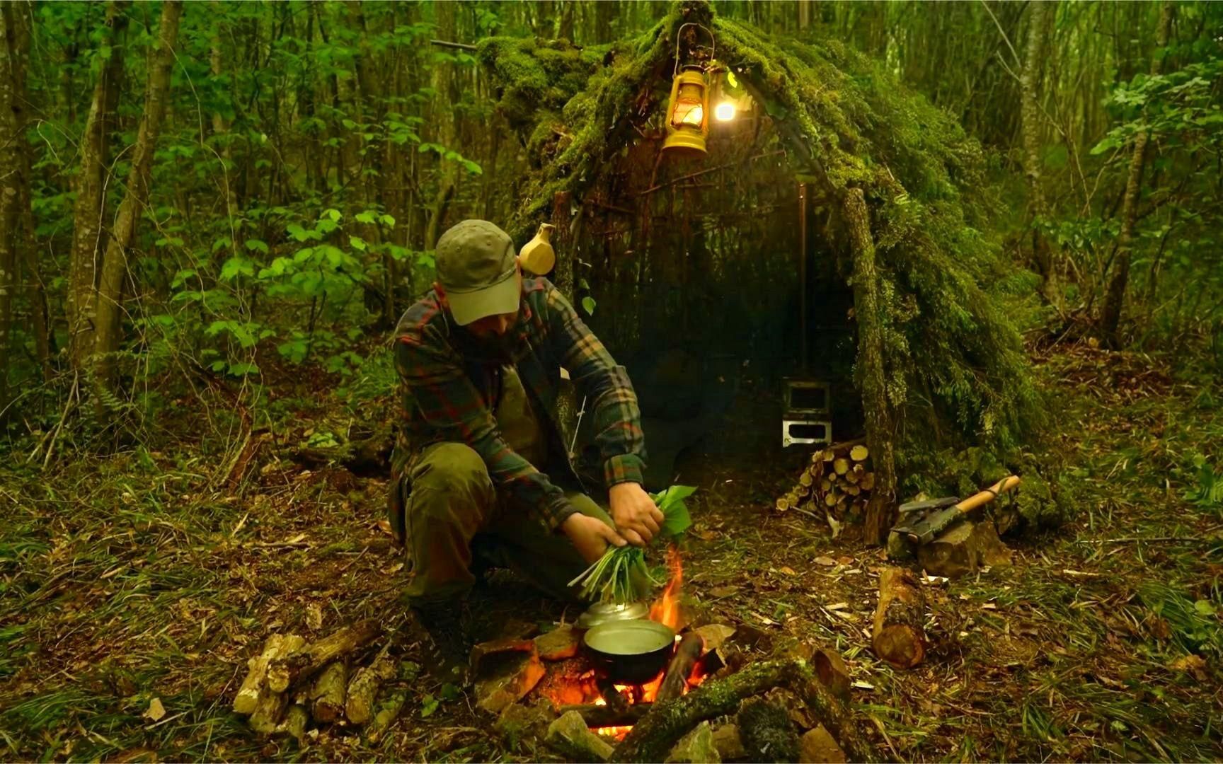 在原始森林中建造生存避难所 ,用天然草药制作营地美食!