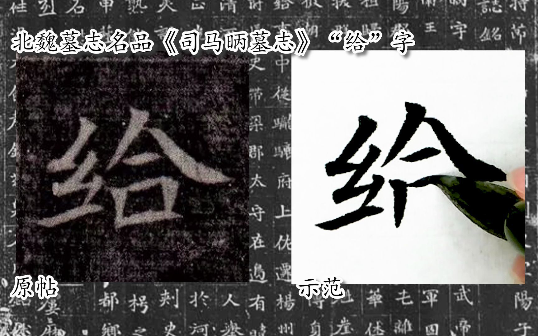 [图]【每日一字】书法系列，周东芬临北魏楷书《司马昞墓志》“给”字