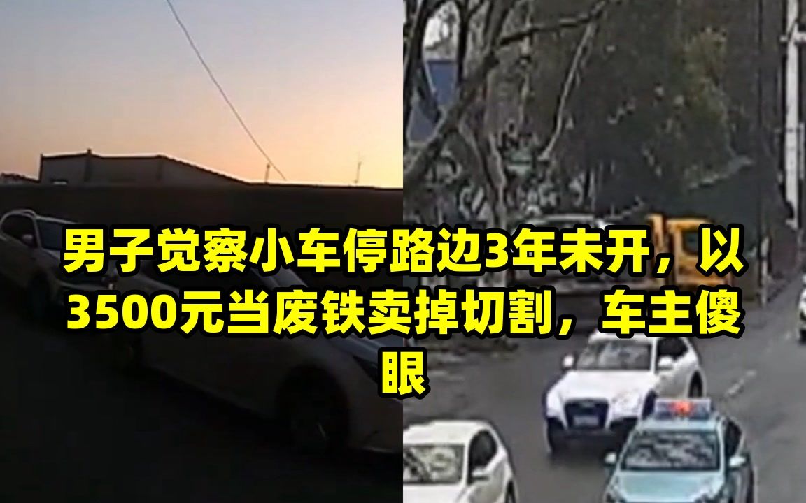 男子觉察小车停路边3年未开,以3500元当废铁卖掉切割,车主傻眼哔哩哔哩bilibili