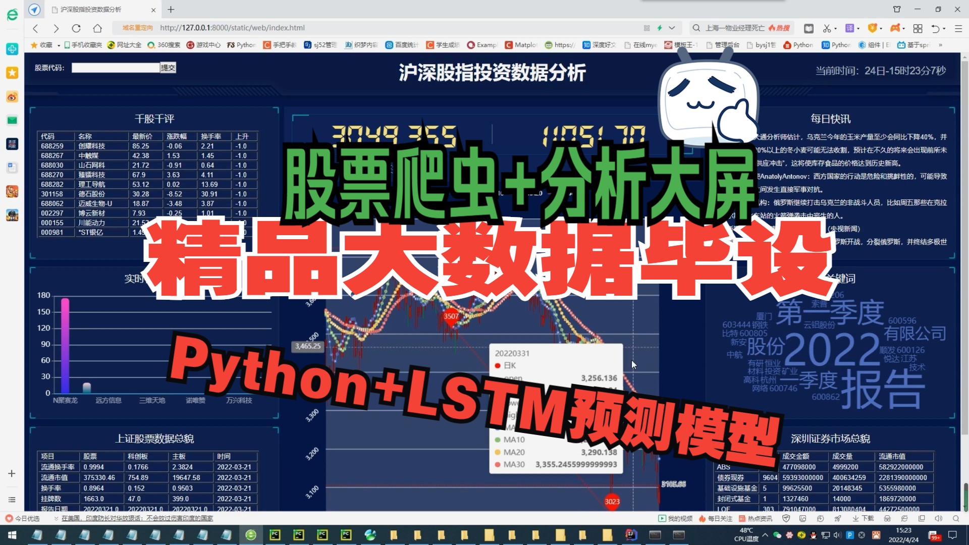 计算机毕业设计Python+LSTM预测模型股票数据分析 股票预测 股票可视化 股票大数据 股票数据分析 股票推荐系统 大数据毕业设计 量化交易 大数据毕设 H...