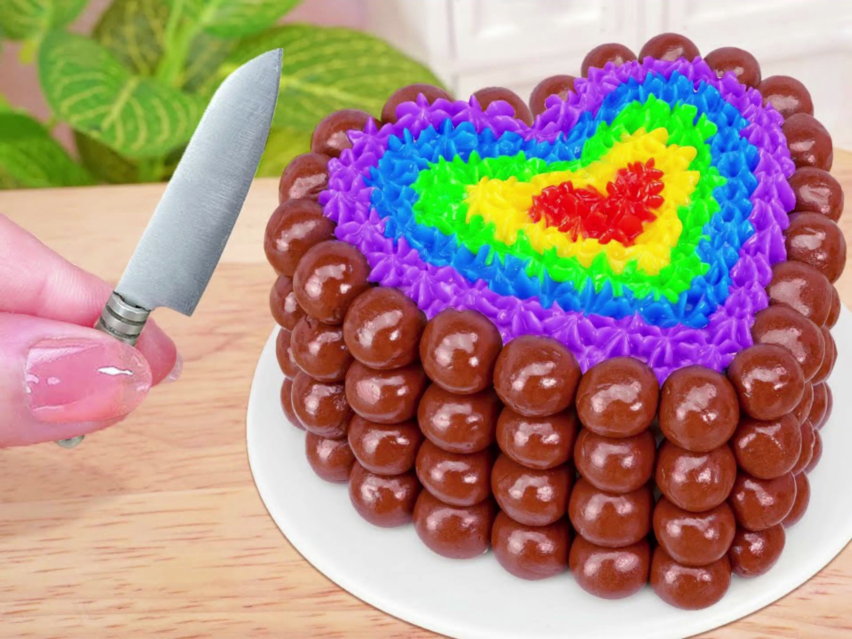 治愈解压迷你厨房:自制巧克力球彩虹蛋糕