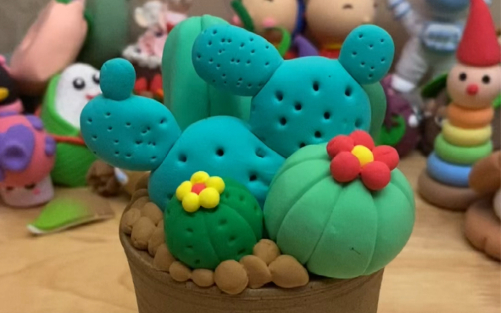 【黏土】一盆仙人掌91一看就会