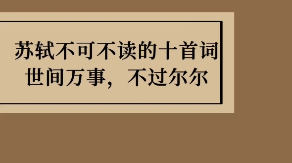 苏轼不可不读的十首诗词,世间万事,不过尔尔!哔哩哔哩bilibili