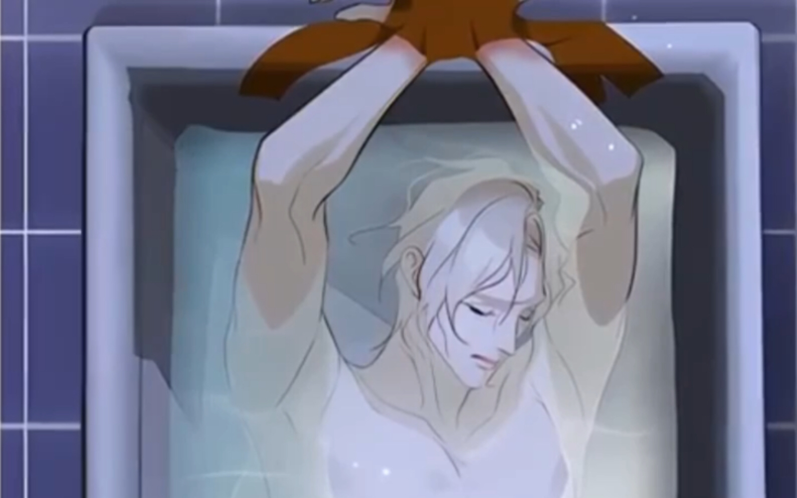 人鱼差点淹死在浴缸,双手绑着胶带.还好老攻及时救驾