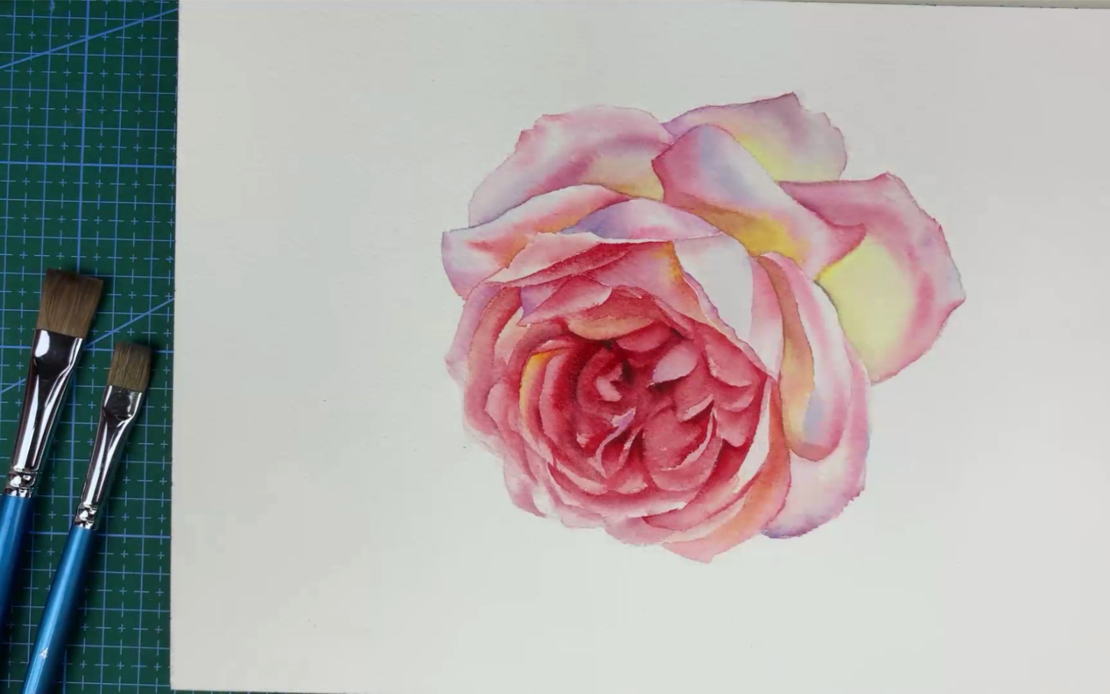 水彩画一朵粉色玫瑰花 水彩花卉示范全程_哔哩哔哩 (゜-゜)つロ 干杯