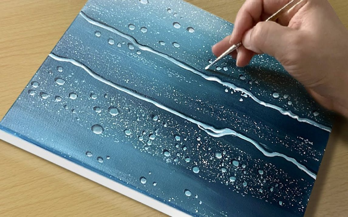 【丙烯画】【绘画教程】雨滴- how to draw raindrop effect acrylic