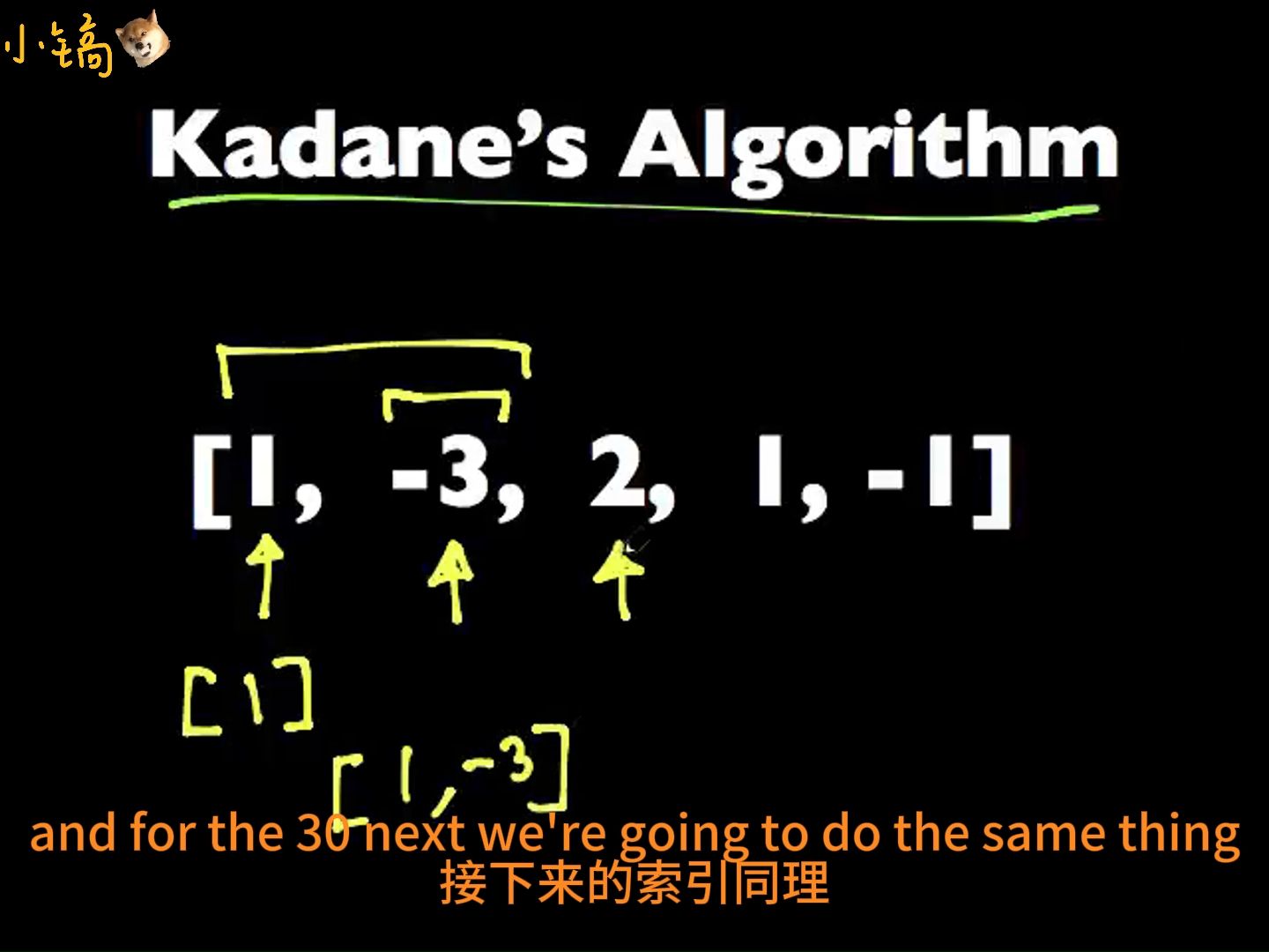 Ytube播放66万的Kadane algorithm讲解【卡丹算法】【中英双语】【最大连续子数组和】哔哩哔哩bilibili