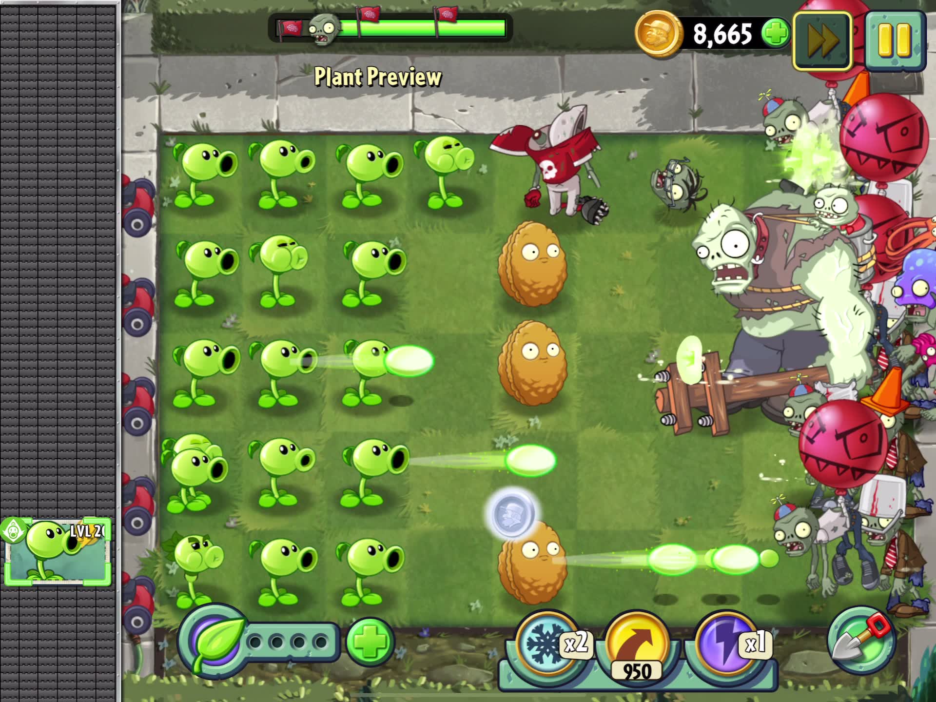 【pvz2/国际版】[2k/60fps] 20级的豌豆射手 vs 1级的伽刚特尔