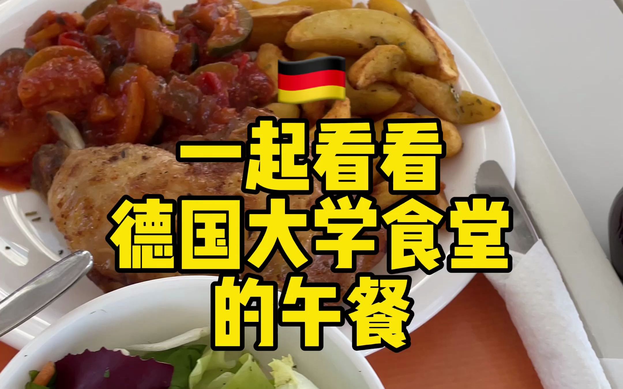 [图]一起看看德国大学食堂的午餐！烤鸡腿配迷迭香土豆、料理鼠王蔬菜，千层面