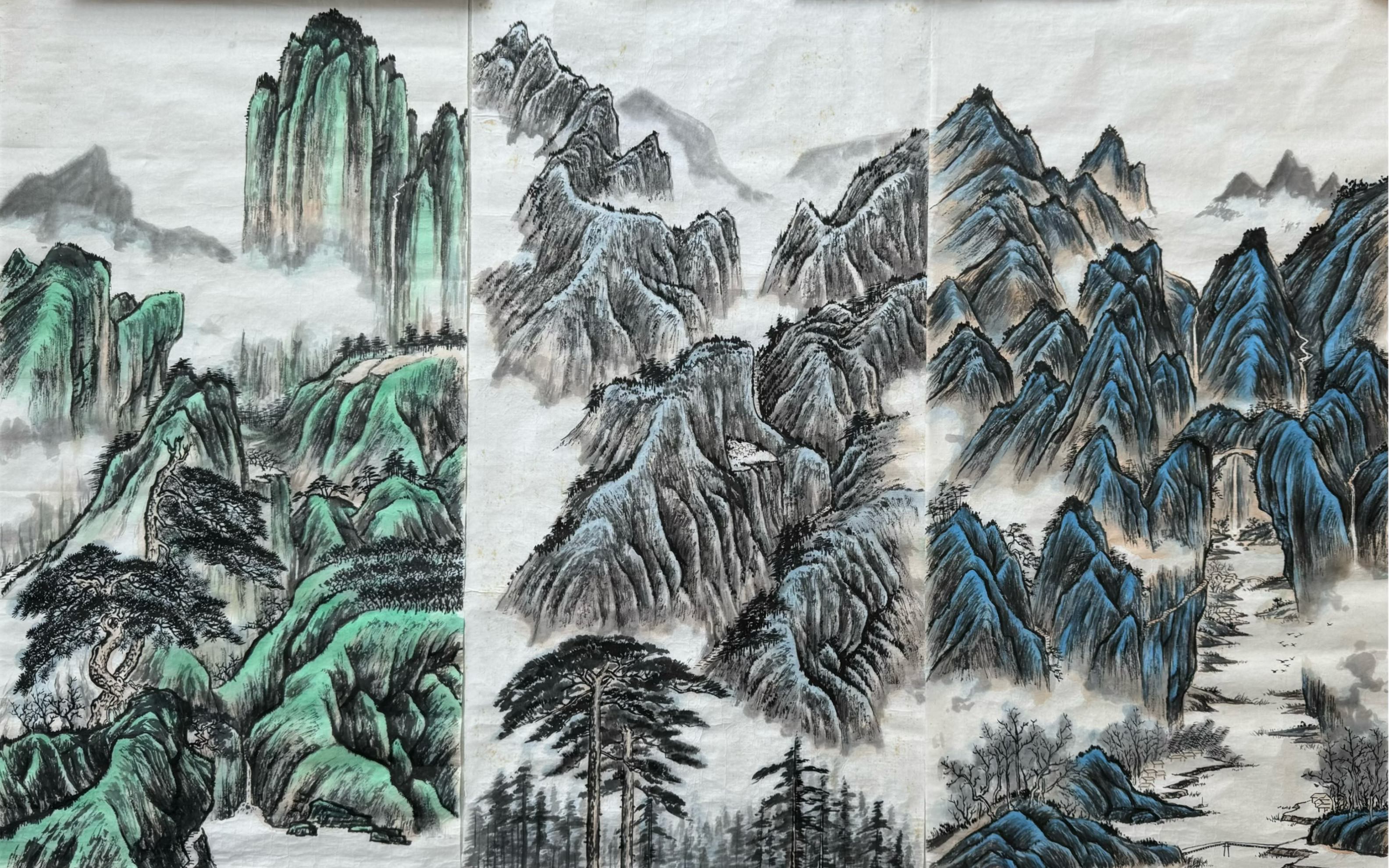 手绘 山水系列 山水画 青绿山水哔哩哔哩bilibili