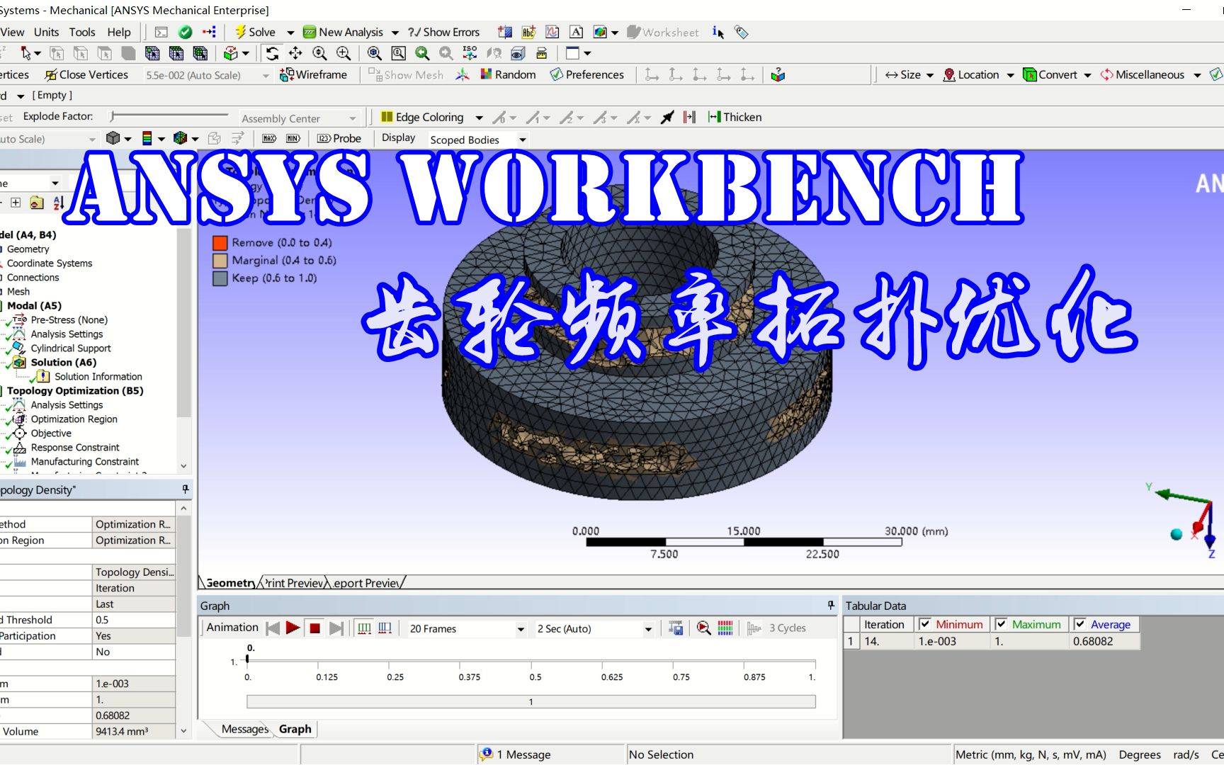 【优化设计】ansys workbench 齿轮频率拓扑优化